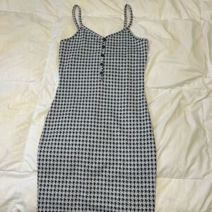 Elegant Black and White Houndstooth Dress